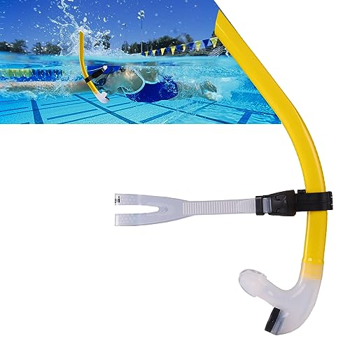swim snorkel for lap swimming,adult swimmers snorkeling gear for swimming snorkel training in pool and Open Water,Center Mount Comfortable Silicone Mouthpiece One-Way Purge Valve