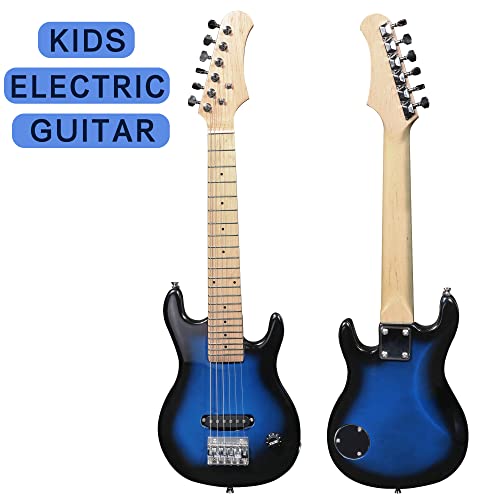 Lonabr 30 Inch Electric Guitar For Kids Beginner Kit With 1/2 Size Starter Guitar,5W Amp,Carrying Case,Strap,6 Strings,Picks, Blue #TOP1