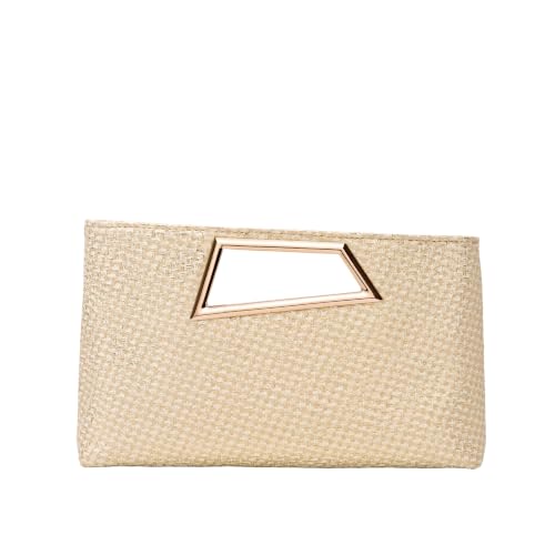 Image of Coucoland Women's PU Leather Clutch Purse with Metallic Geo Top Handle