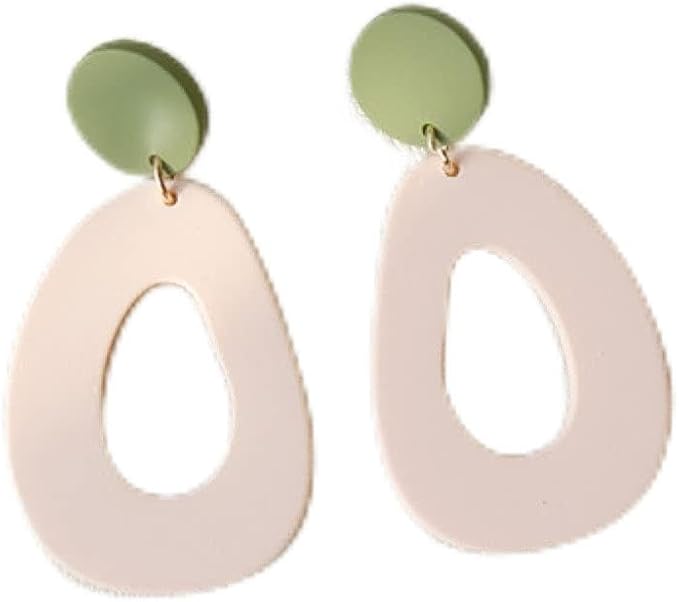 QIN Orecchini A Goccia Grandi Rotondi Nero - Orecchini Geometrici In Acrilico Colorato Per Donna, Accessori Moda - 3