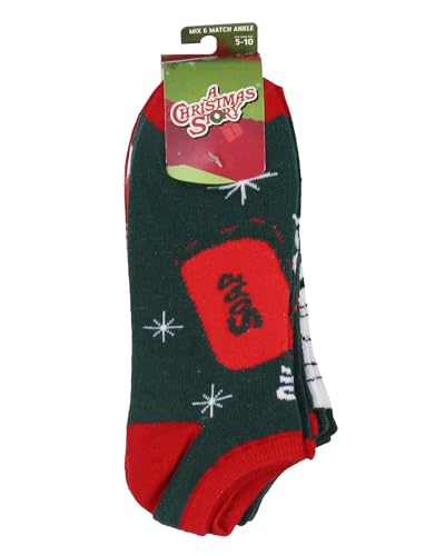 Bioworld A Christmas Story Pacote com 5 meias invisíveis inspiradas em Ralphie para homens e mulhere