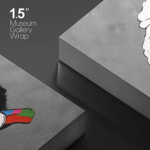 Signwin Framed Canvas Wall Art Banksy Thinking Monkey With Headphones Graffiti & Street Art Famous People Pop Art Modern Urban Multicolor For Living Room, Bedroom, Office - 12X18 Inches #TOP3