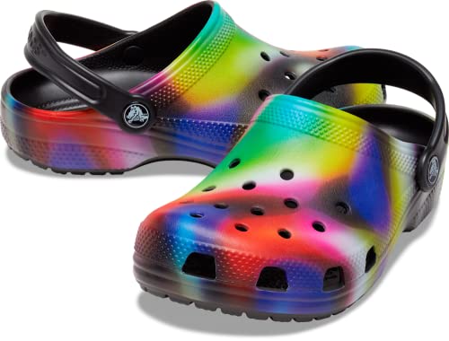 Crocs Tamanco infantil clássico tie dye (bebê/criança pequena/criança grande), Arco-íris solar, 13 L
