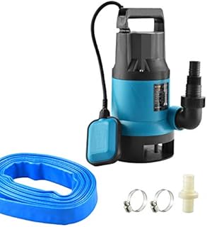 KATSU 400W Portable Submersible Pump for Clean and Dirty Water 8000L/h for Garden Pond, Pools, Ditches + 10m 1" PVC Hose + Quick Coupler Connector + Float Switch