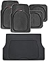 Motor Trend FlexTough Deep Dish Heavy Duty Rubber Floor Mats & Cargo Liner for Trunk All Weather (Black) - Complete Coverage Set
