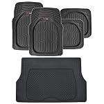 Motor Trend FlexTough Deep Dish Heavy Duty Rubber Floor Mats & Cargo Liner for Trunk All Weather (Black) - Complete Coverage Set