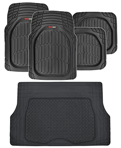 Motor-Trend-FlexTough-Deep-Dish-Heavy-Duty-Rubber-Floor-Mats-Cargo-Liner-for-Trunk-All-Weather-Black-Complete-Coverage-Set Motor Trend FlexTough Deep Dish Heavy Duty Rubber Floor Mats & Cargo Liner for Trunk All Weather (Black) - Complete Coverage Set - Image 1
