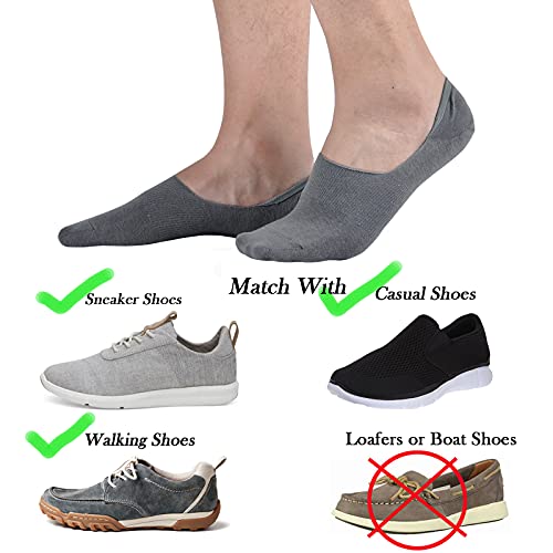 Image of JORMATT 6 Pairs Mens No Show Socks Comfort Cotton Invisible Low Cut Socks Non-Slip 6-10 /10-13