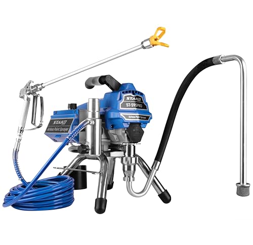 STAKO ST-595PRO - Pulvérisateur Airless 2800W - 220bar 3L/min - Système Hydrodynamique 30000m²/J - Pistolet + 15m Tuyau + Rallonge - Intérieur/Extérieur, Eau
