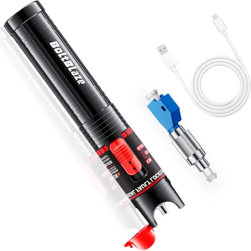 Visual Fault Locator 30KM - Rechargeable VFL Fiber Optic Tester Kit Include Single Mode 9/125um FC Male to LC Female Adapter, Fiber Optic Lights for Network Cable
