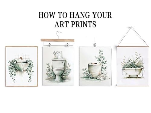 Image of Frimeeme Unframed Green Botanical Bathroom Wall Art Decor,Set of 4