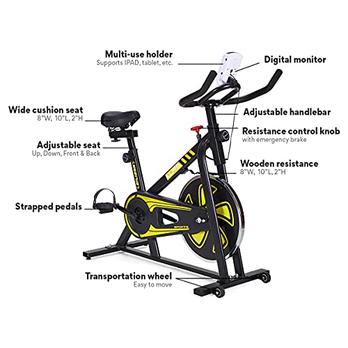 EILISON Exercise Bike Indoor Stationary Cycle for Home Workout- PRODUCTS WORTH $100 INSIDE (270 LBS Weight Capacity) (25LBS FLYWHEEL)