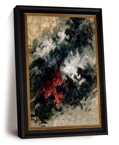 Angels and Shadow Figures Framed Wall Art, Halloween Canvas, 12 x 16 In