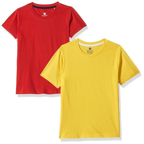 Image of Boys Plain T-Shirt Cotton Rich | Round Neck Half Sleeve Kids Tee | Ultra Soft Bio-Washed Fabric | Comfortable Stylish