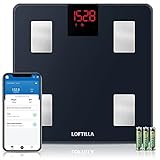 LOFTILLA Scale for Body Weight, Smart Digital Body Fat Scales Sync with App, 14 Body Composition Analyzer, 400 lb Capacity, Black