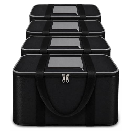 Image of DALUCI Underbed Storage Bags for Clothes Pack of 4 Large Moisture Proof Organizer with Zipper Non Woven Foldable Storage Bag for Blanket Saree Wardrobe 54 x 46 x 28 cm (Black & Grey - Large, 4 Pack)