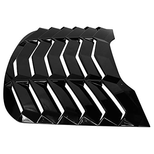 Ikon Motorsports, Rear Window Louver Compatible With 2015-2023 Ford Mustang, Ikon Style Gloss Black Window Visor Guards Sun Shade Cover Abs, 2016 2017 2018 2019 #TOP4