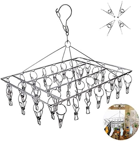 HQSHOP Sock Dryers 36 Clips and Drip Laundry Hanger,Stainless Steel Clothes Laundry Drying Dryer Racks for Drying Clothing Towels/Diapers/Underwear/Socks/Hat/Glove 