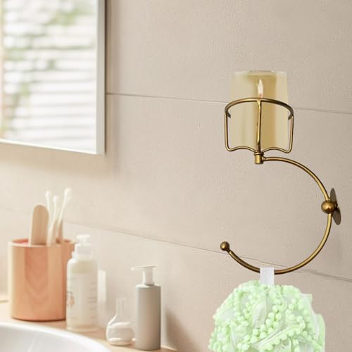Porte-bougie de mur robuste en fer avec support de serviette - 7