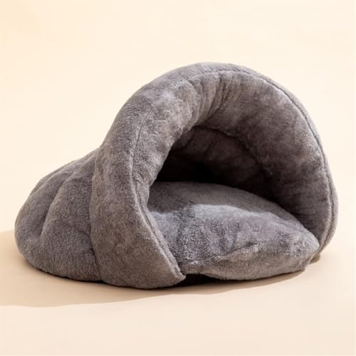 ペットベッド 猫ハウス ドーム型 ペットハウス 2WAY 犬 猫用 室内用 オールシーズン ふわふわ クッション付き 犬小屋 屋根付き 猫ベッド おしゃれ (グレー, 60x35x60cm)