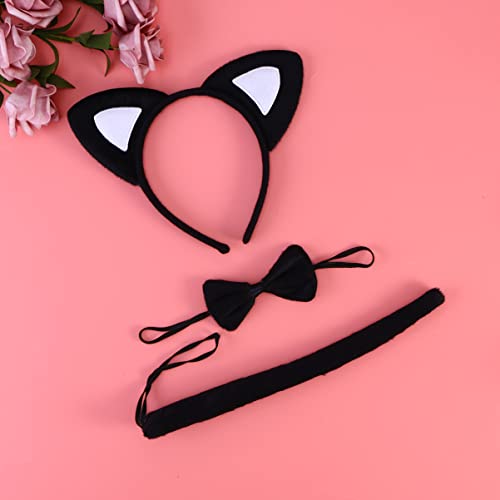 ABOOFAN 3Pcs Gato Cosplay Conjunto Infantil Gato Orelhas de Fita para a Cabeça Lajas de Cauda Conjun