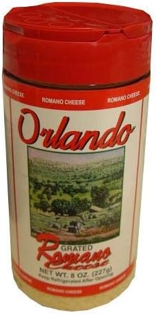 Grated Romano Cheese (OrlandoGreco) 8 oz, plastic shaker