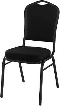 National Public Seating Silhouette Fabric Stack Chair Ebony Black with Black Sandtex Frame