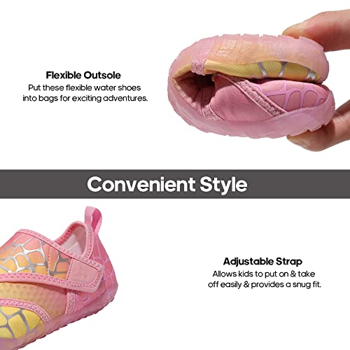 Nortiv 8 Toddlers Water Shoes Boys Girls Quick Dry Barefoot Lightweight Pool Swim Outdoor (Toddler/Little Kid/Big Kid) Size 2 Little Kids Peach Colorful Snws231K #TOP3