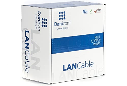 Danicom Câble sur bobine CAT6A S/FTP Flexible - PVC (FCA) - 100m, POE, Ethernet, LAN, câble de raccordement, câble de données, RJ45 - pour armoire de serveur, commutateurs, routeurs, modems !