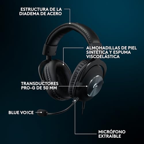 Logitech G Pro X SE Auriculares Gaming con Cable con micrófono: Mic Desmontable, DTS Headphone:X 7.1, para PC, Xbox One, Xbox Series X|S, PS5 y PS4, Incluye DAC USB – Negro - imagen 8