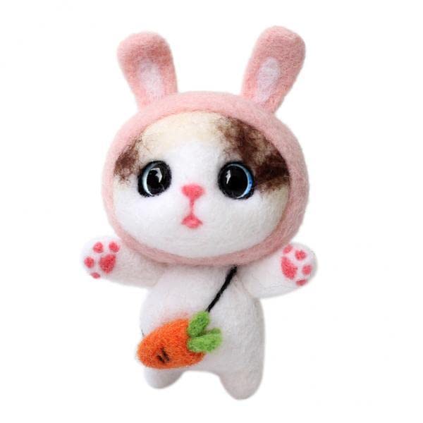 CALANDIS™ 2xDIY Handmade Cat Needle Felting Kit for Beginners with Basic Tools Pink | Roving Wool & Fibers | Spinning & Felting | Needlecrafts & Yarn-image-41