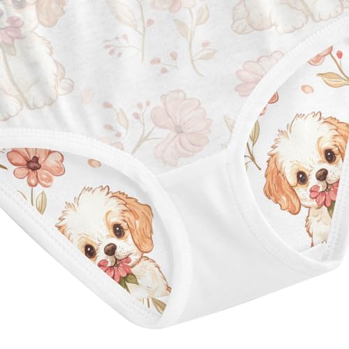 ZZKKO Cute Puppy Dog Flower Girls Underwear Toddler Panties for Girls Comfort Brief Size 2-8T4
