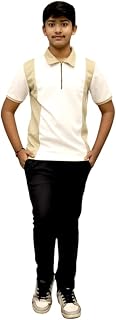Yuvina Fashion Boy's Colorblock Half Zip Polo T-Shirt and Slim Fit Trouser Set Price In India