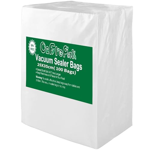 O2frepak100 Sacs 25x35cm Sacs Machine Sous Vide Alimentaire,sans BPA et LFGB Sac de Congelation Sous Vide,Compatible Avec n'importe Quelle Scelleuse Sous Vide