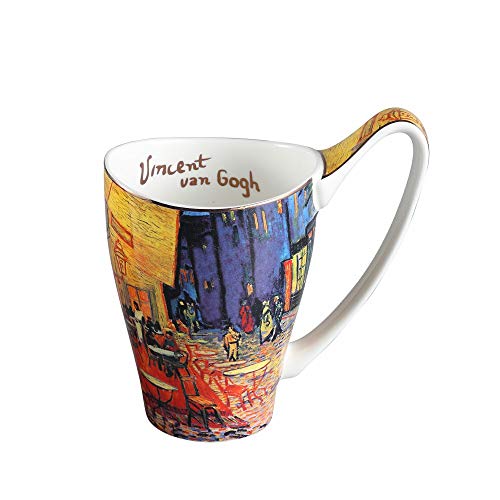 Ceramic Mug Funny Cup, Milk Cup Tea or coffee Cups ceramic 16 oz Mugs for Kitchen, Stylish Art van gogh cups porcelain (The Cafe Terrace Pattern)