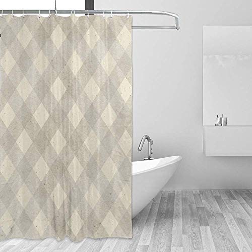 Rideau de douche imperméable beige grand format avec anneaux design - 5