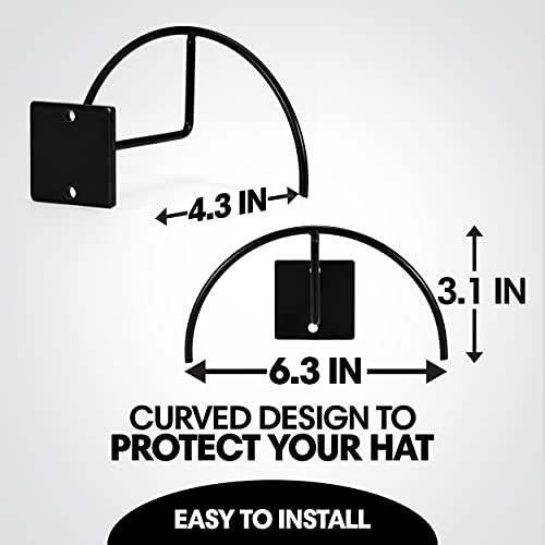 Hat Rack - 4 Pcs - Wall Mounted Display Rack- Multifunctionnal Helmet Rack- Black Painted Steel Hanging Hat Rack - Wall Rack For Hat, Helmet & Coat - Cap Holder Organizer For Bedroom, Entryway... #TOP1