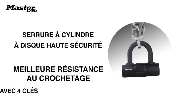 MASTER LOCK Antivol U 8285EURDPRO XL – Acier Cémenté, Câble 1,2m, Certifié Gold, Support Cadre Inclus – Pour Vélo Et VTT