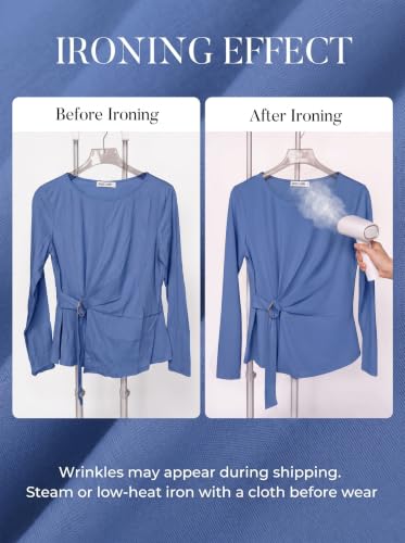 GRACE KARIN Women's 2026 Long Sleeve Peplum Tops, Summer Dressy Casual Shirts, Work Tunic Blouses Trendy Fashion Clothes Gray Blue L — view 4