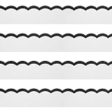 72 Feet Classroom Bulletin Board Borders Black and White Wavy Line Scalloped Border Trims Black and White Bulletin Board Stripes for Classroom Bulletin Boards Back to School Wall Desk Locker Decor