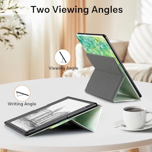 CoBak Case for Tablet Reader - All New PU Leather Cover with Auto Sleep Wake Feature for Tablet Reader 10.2" 2022 & 2024 Released with Pen Holder (not Compatible with Remarkable),Green Wheat Field by CoBak - Image 7