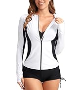 SANTINY Maillot De Bain à Manches Longues Pour Femme Avec Poches