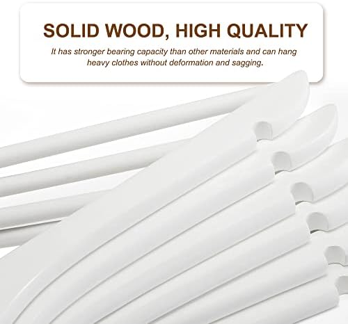 HOUSE DAY Wooden Hangers , 20PCS White Wooden Coat Hangers for Clothes Adult, Clothes Hangers , Suit Hangers with Bridge and Notches, 360° Rotating Hook in Rose Gold