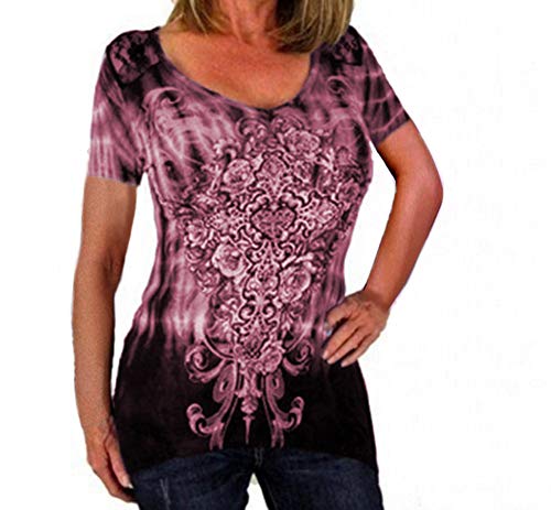 Preisvergleich Produktbild Kurzärmliges T-Shirt Großformatiger Druck Sommer Damen Casual Tops