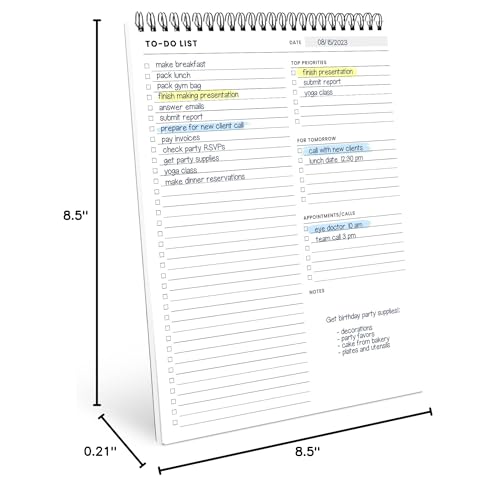 Of a Happy Kind To Do List Spiral Notepad 8.5x11 52 Sheets - Multiple Functional Sections - Daily Planner Notebook - Task Todo Checklist, Agenda Note Pad for Work - Thumbnail 7