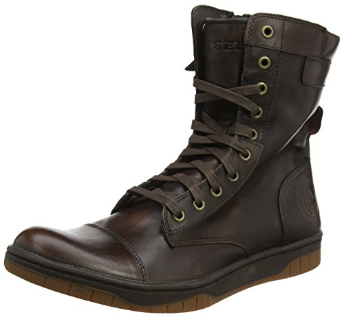 Diesel Men's Tatradium Basket Butch Zip Combat Boot, Coffee Bean, 12 M US