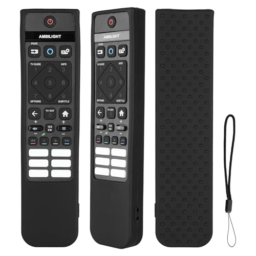 Custodia Telecomando in Silicone Compatibile Con Philips SRC-3215-01 SRC-3215-06 SRC-3216-12 SRC-3216-06S TV Telecomando Copertura Protettiva Antiurto Con un Cordino(Nero)