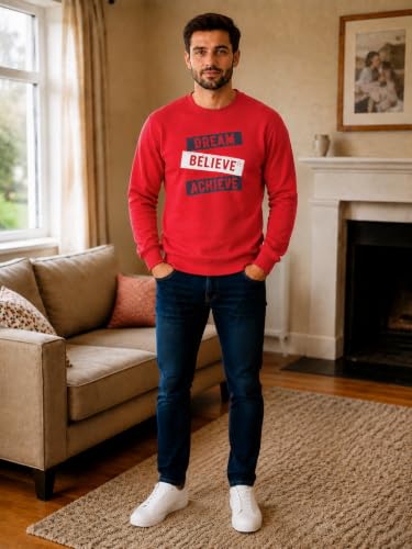 Image of Mack Jonney Men's Printed Fleece Sweatshirt|Full Sleeve Round Neck Winter Sweatshirt for Casual Wear|Travel|Gym & Everyday Style-mj-403