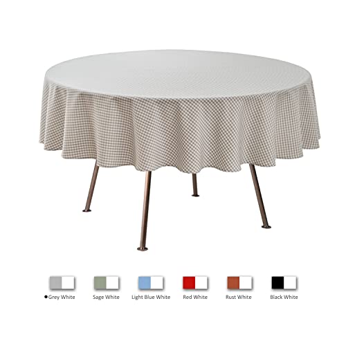 maxmill Round Checkered Tablecloth Spillproof Wrinkle Free Heavy Weight Gingham Table Cloth for Circular Table Cover Buffalo Plaid for Buffet Banquet Parties Holiday Dinner 70 Inch Grey White by maxmill - Image 3