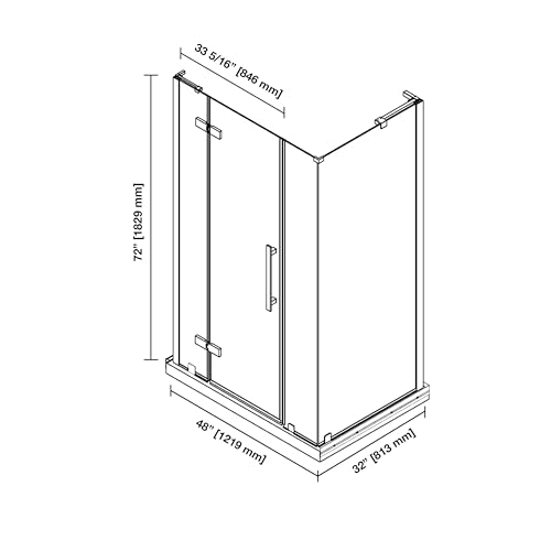 OVE Decors Tampa 48 in. W x 36 in. D x 74 3/4 in. H Corner Frameless Pivot Hinge Shower Door Kit in Black with Base Pan, 2025 - Thumbnail 3